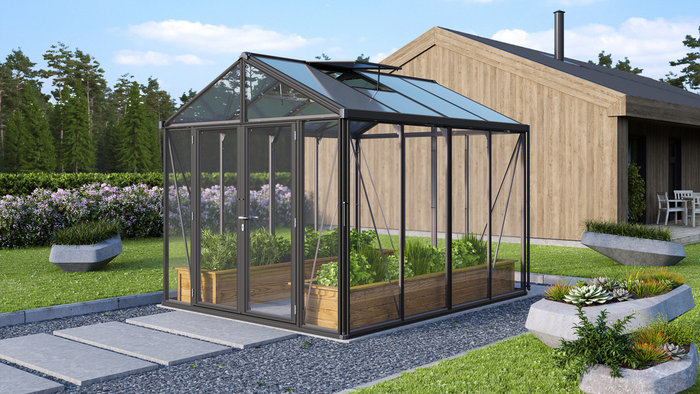 Växthus Poseidon 8100 Svart Glas/Poly 8,1 m² Vitavia